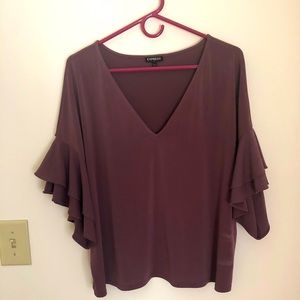 Express mauve colored flutter sleeve dress shirt